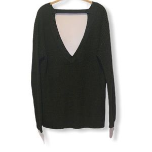 Forever 21 Olive Green Cut Out Sweater